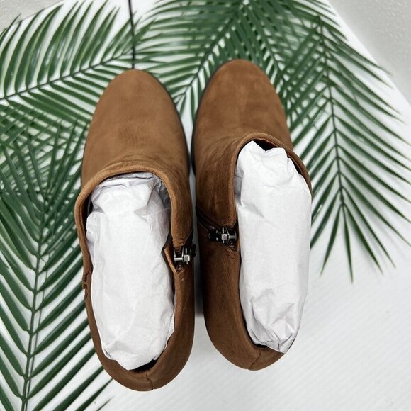 Lucky Brand Bellita Heeled Round Toe Brown Leather Ankle Boots Size 10 NWOB - Picture 5 of 12